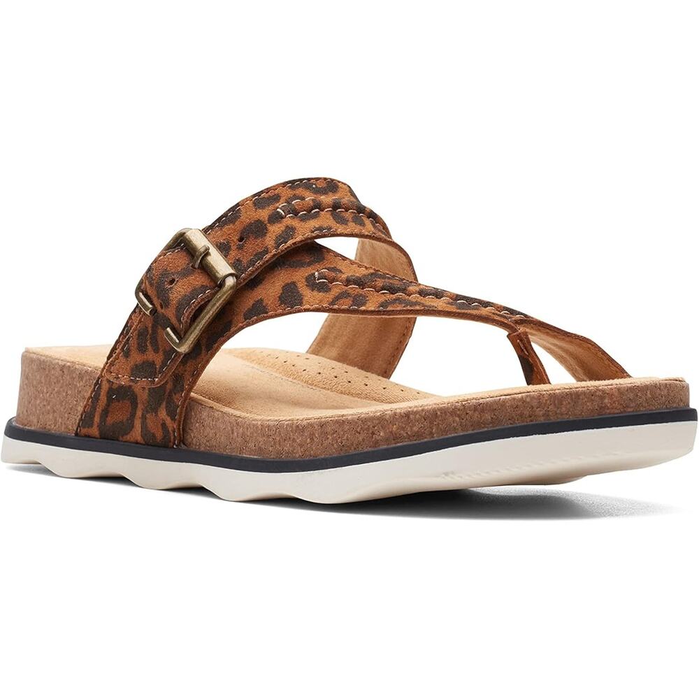 Clarks Tan Leopard Print Sandals